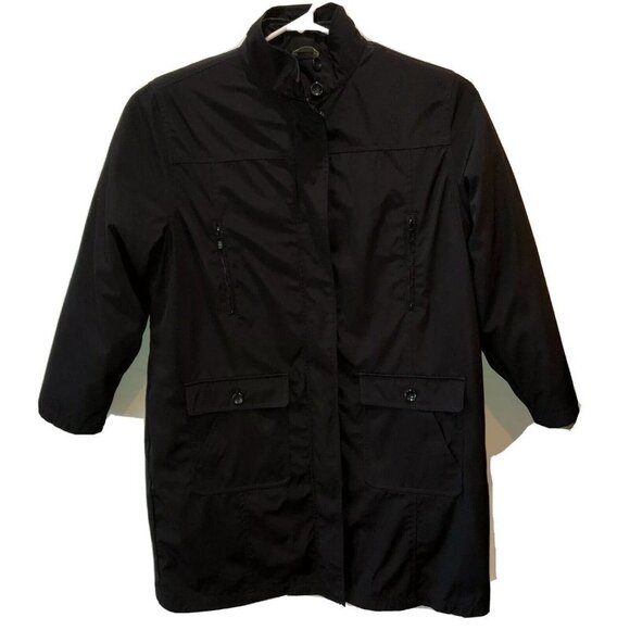 Eddie Bauer Womens Extra Large Black Zip Up Pockets Long Jacket Over Coat XL - Picture 1 of 9